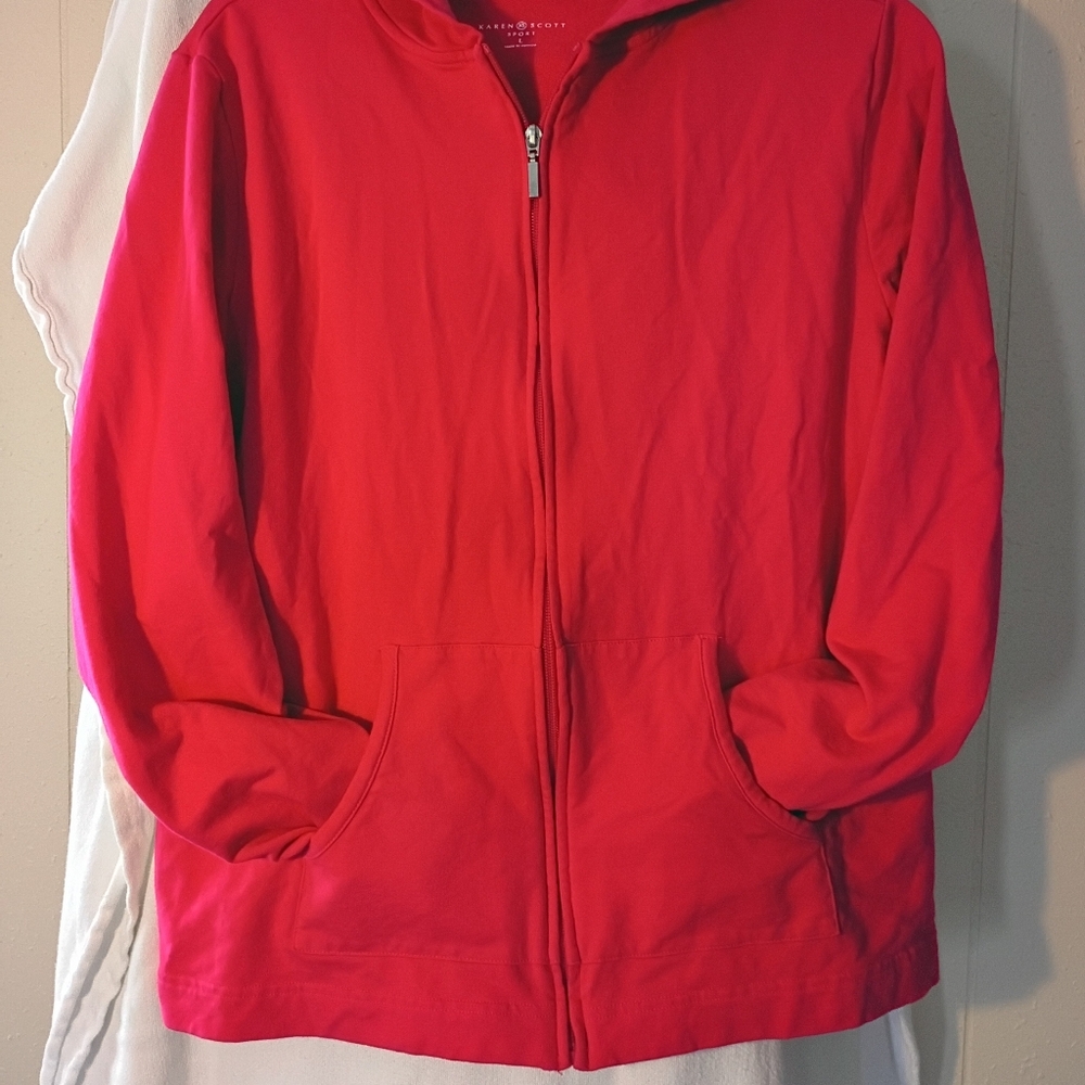 Karen Scott Vibrant Red Bomber Jacket